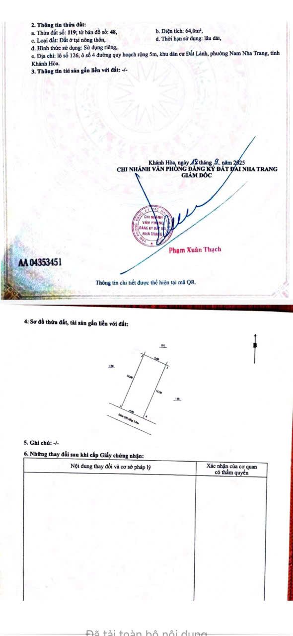 Đất nền khu dân cư Đất Lành Nha Trang 64m² giá 2.6 tỷ - Cơ hội đầu tư hấp dẫn!