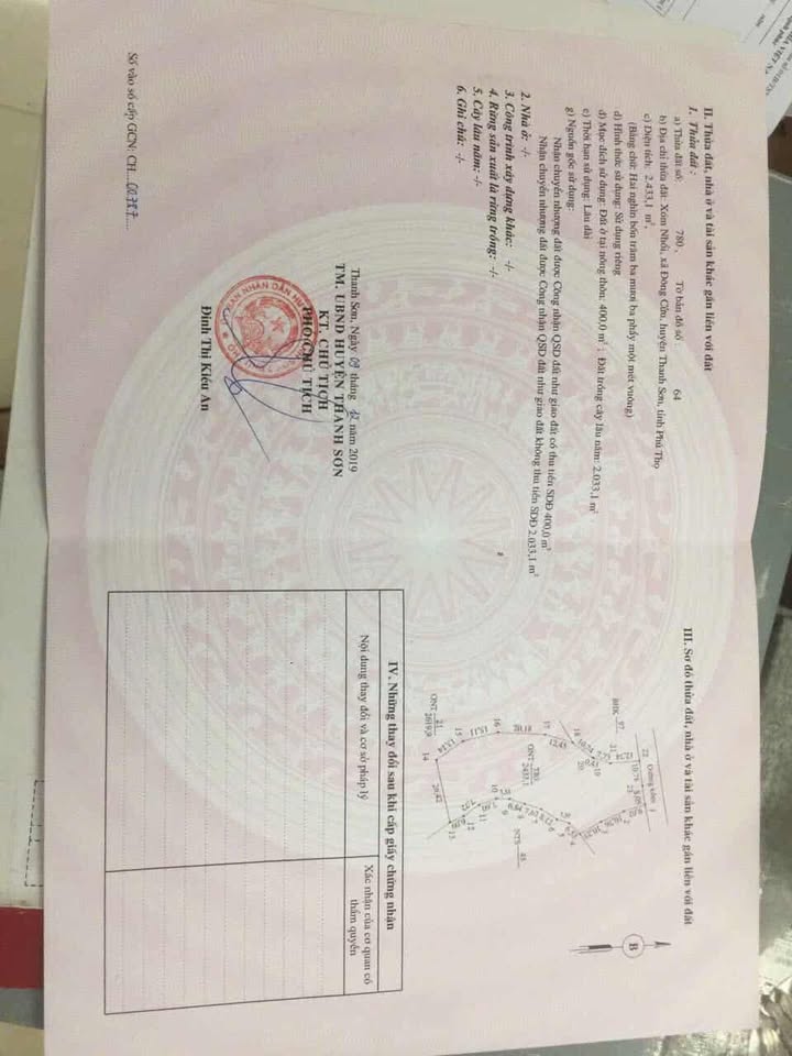 Bán đất tại xóm Nhổi, Đông Cửu, Thanh Sơn - Diện tích 2433m², giá thỏa thuận!