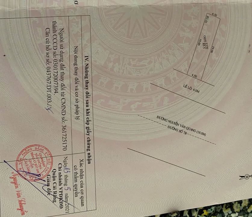 Đất nền mặt tiền đường Nguyễn Văn Quang, Cái Răng 85m² giá 5.45 tỷ - Cơ hội đầu tư tốt!