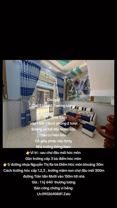 Nhà phố Bà Điểm Hóc Môn 38m² giá 1.64 tỷ - Gần chợ đầu mối, thuận tiện mua sắm!