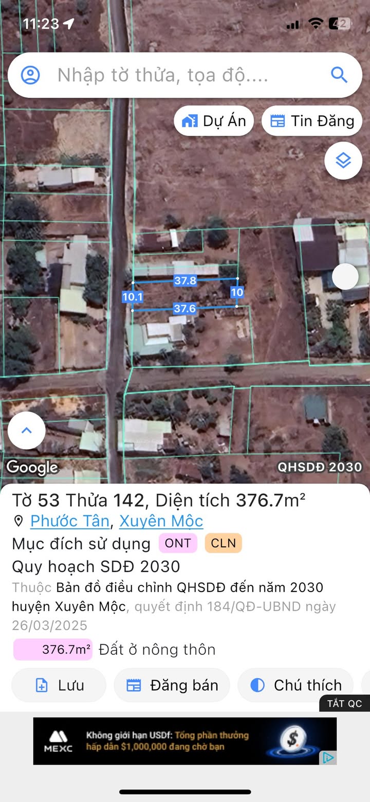 Đất nền Phước Tân, Xuyên Mộc 370m² chỉ 3.7 tỷ - Cơ hội đầu tư sinh lời!