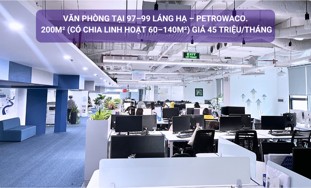 Cho thuê văn phòng Petrowaco Đống Đa 200m² giá 45 triệu - Không gian linh hoạt, vị trí trung tâm!