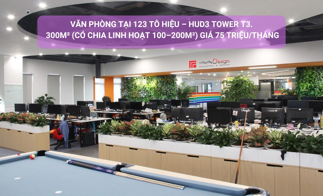 Cho thuê văn phòng tại HUD3 Tower T3, 123 Tô Hiệu, 300m² - Văn phòng hạng B+ tiện nghi