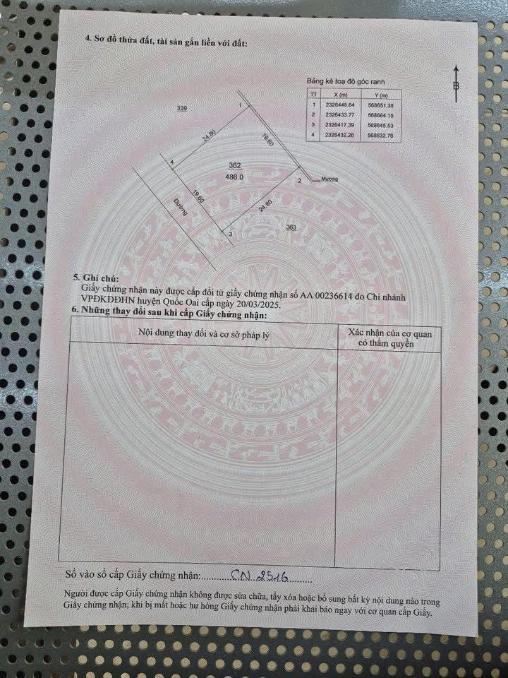 Lô đất vườn 486m² tại Sài Sơn, Quốc Oai - Chỉ 1 tỷ, chính chủ!