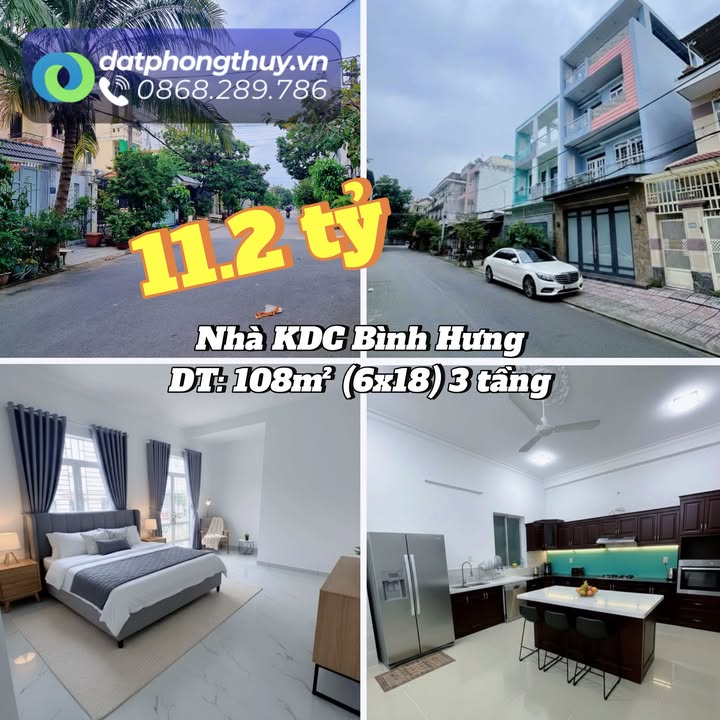 Townhouse KDC Bình Hưng 108m² giá 11.2 tỷ - Nhà mới đẹp, đầy đủ nội thất!