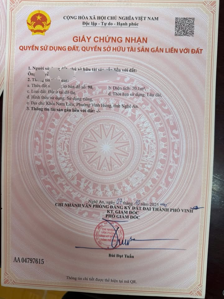 Đất nền Nam Liên Vinh 70,8m² giá 1.6 tỷ - Cơ hội đầu tư hấp dẫn!