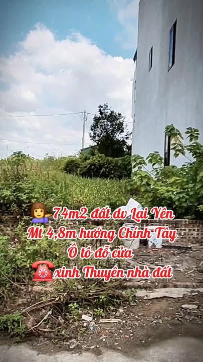 Đất dịch vụ Lại Yên Hoài Đức 74m² - Đường rộng thuận tiện, pháp lý rõ ràng