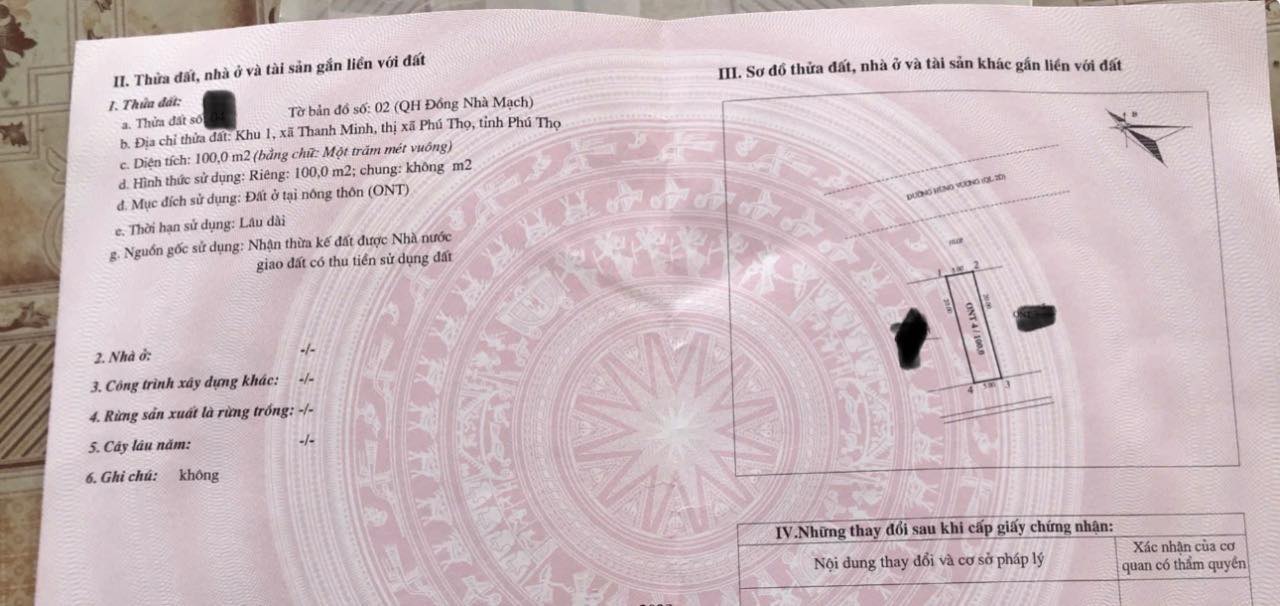 Lô đất đẹp 100m² trục chính Hùng Vương, Phú Thọ - Giá chỉ 2.5 tỷ