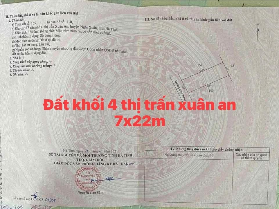 Đất Khối 4, Xuân An, Nghi Xuân 154m² giá 1.8 tỷ - Sổ đỏ chính chủ, hướng Tây Nam!