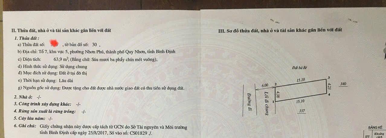 Đất nền Đồi Mười Nhơn Phú 63m² giá 1.76 tỷ - Cơ hội đầu tư sinh lời!