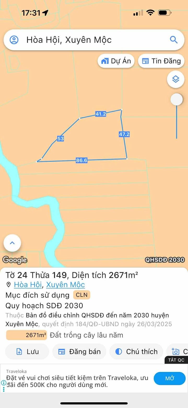 Đất nền Hòa Hội, Xuyên Mộc 1420m² giá 450 triệu - Đầu tư sinh lời ngay!