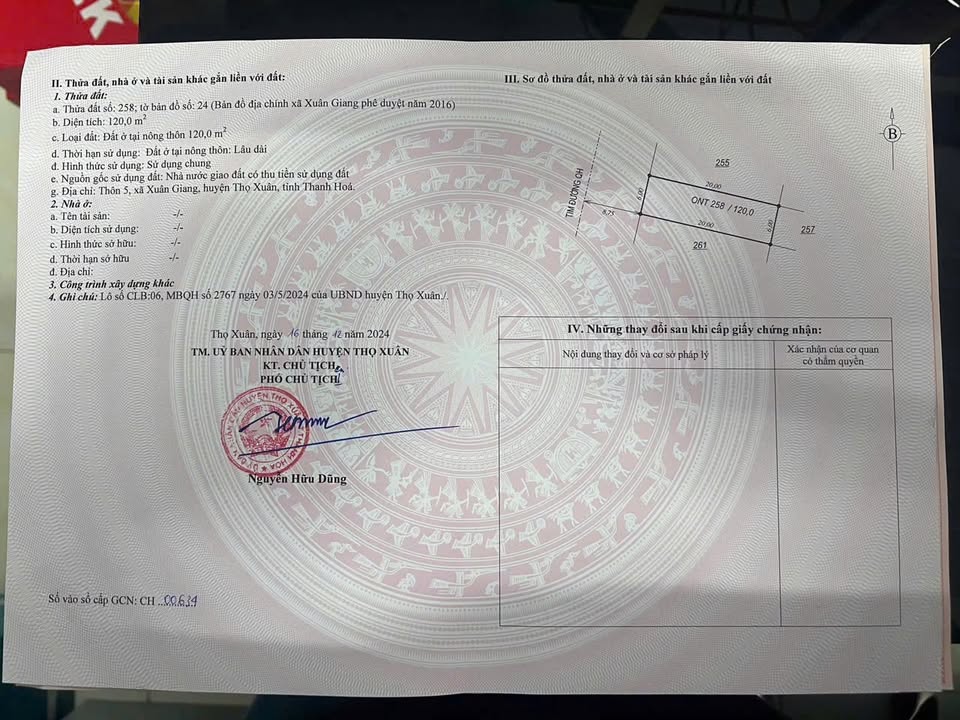 Đất thổ cư Thôn 5, Xuân Giang, Thọ Xuân, 120m² chỉ 500 triệu - Cơ hội đầu tư tuyệt vời!