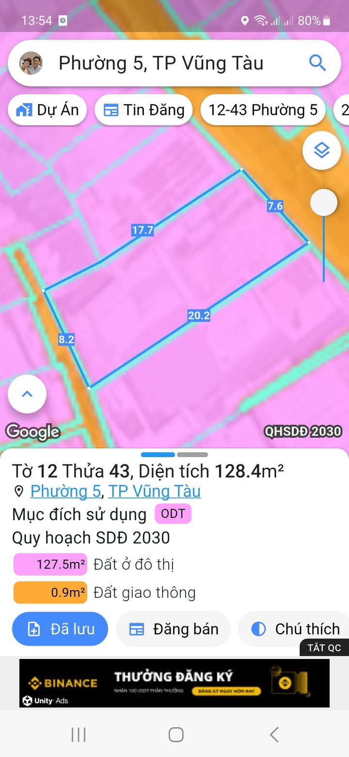 Đất thổ cư hẻm 444 Trần Phú, Vũng Tàu 128m² - Phong thủy tốt, giá 6 tỷ!