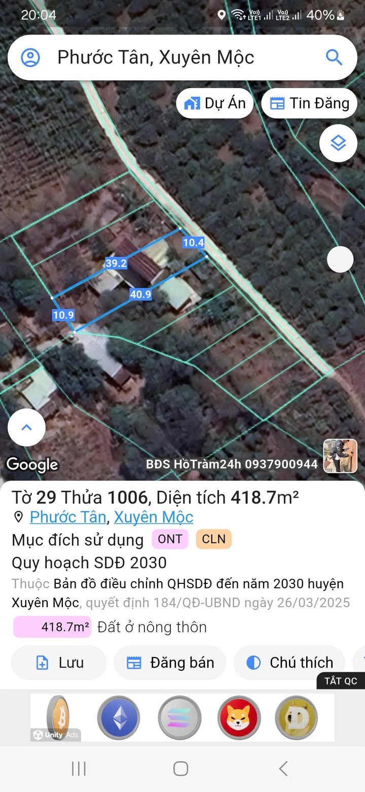 Đất nền Phước Tân Xuyên Mộc 418.7m² giá 1.5 tỷ - Khu dân cư sầm uất!