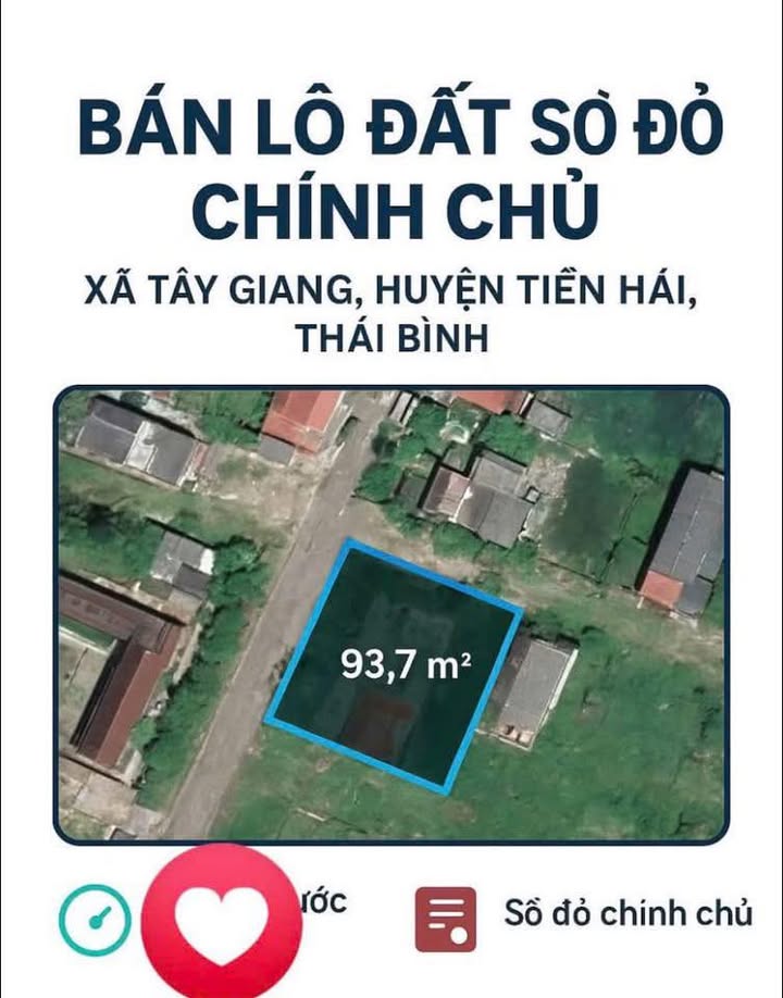 Đất nền Tây Giang, Tiền Hải 94m² giá 1.8 tỷ - Đầu tư sinh lời lý tưởng!