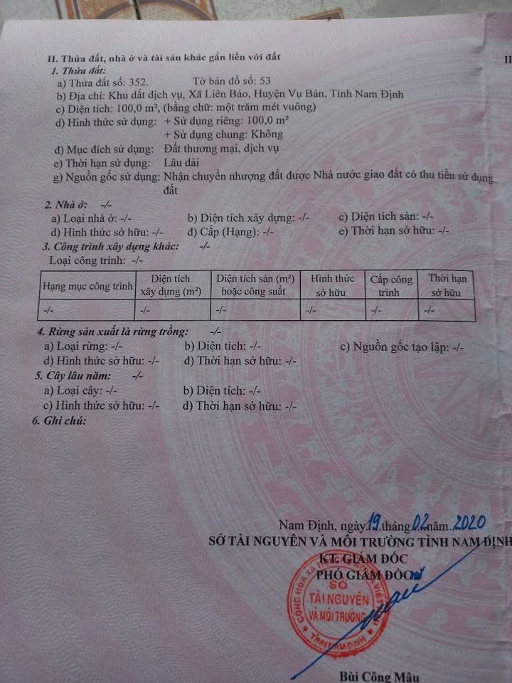 Lô đất dịch vụ Liên Bảo Vụ Bản 100m² giá chỉ 2 tỷ - Đầu tư sinh lời ngay!