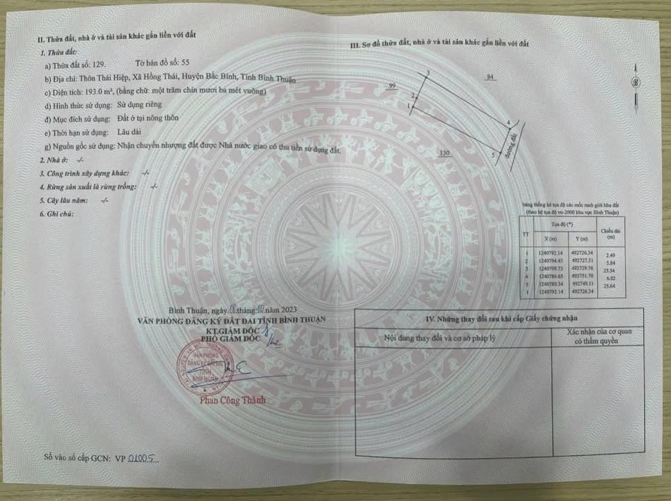 Đất thổ cư Hồng Thái, Bắc Bình 193m² giá 350 triệu - Cơ hội đầu tư tuyệt vời!