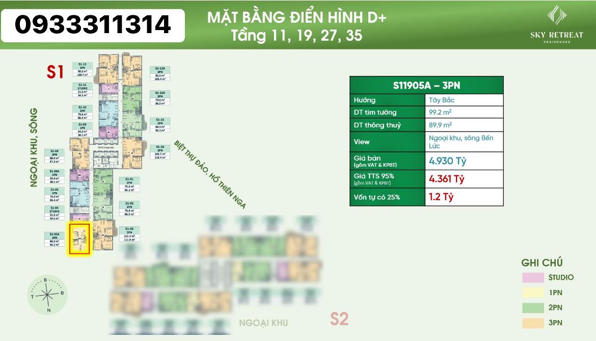 Căn hộ Eco Retreat Bến Lức 89m² giá 4.3 tỷ - View sông mát mẻ!