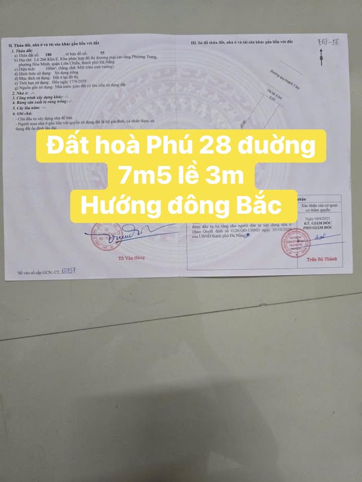 Đất nền Đường Hòa Phú 28, quận Liên Chiểu, Đà Nẵng 100m² - Đầu tư sinh lợi lý tưởng!