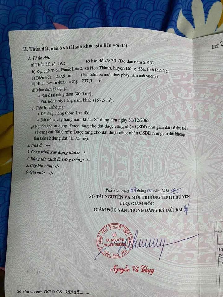 Đất nền Phú Yên 226m² giá 800 triệu - Chính chủ bán gấp!