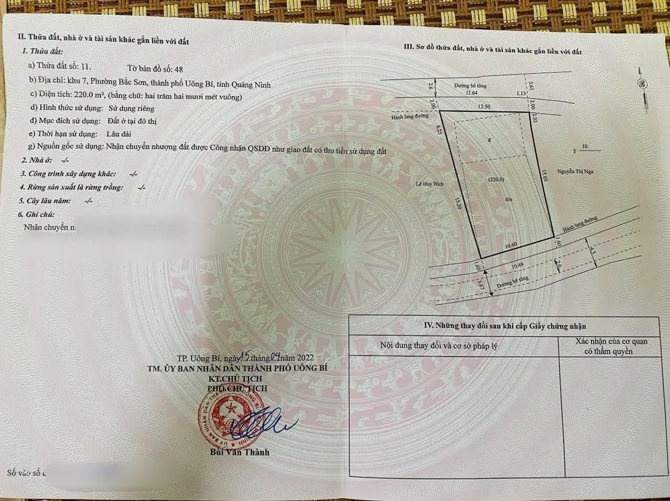 Đất nền Bắc Sơn Uông Bí 220m² giá 1.3 tỷ - Cơ hội đầu tư tuyệt vời!