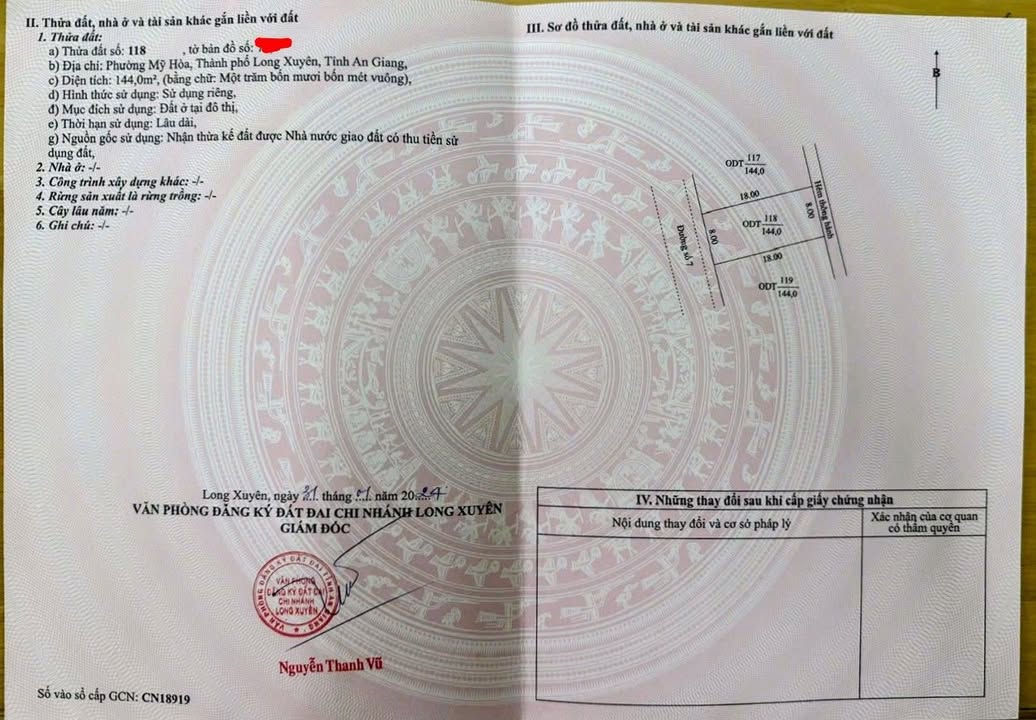 Đất nền Làng Giáo Viên, Mỹ Hòa, Long Xuyên 144m² giá 1.2 tỷ - Đầu tư sinh lời ngay!