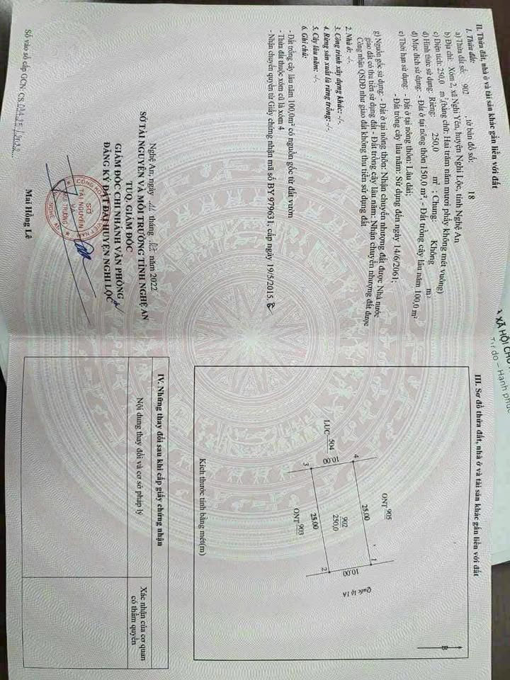 Đất thổ cư 250m² tại Quốc lộ 1A, Nghi Yên - Giá chỉ 1.5 tỷ!