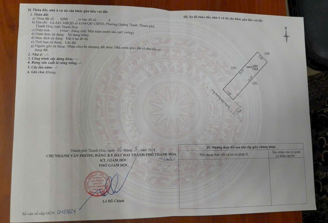 Đất nền Quảng Thịnh 116m² giá 1.1 tỷ - Hàng hiếm, vị trí đẹp!