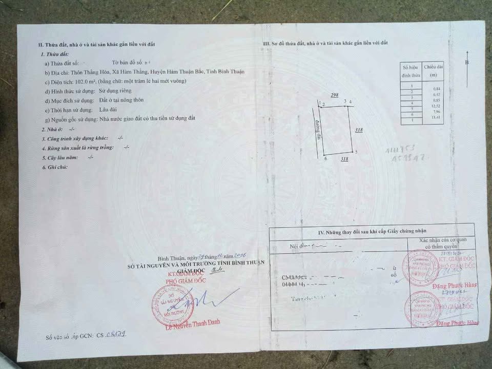 Đất thổ cư 102m² Thôn Thắng Hòa, Phan Thiết giá chỉ 497 triệu - Sổ hồng riêng chính chủ!