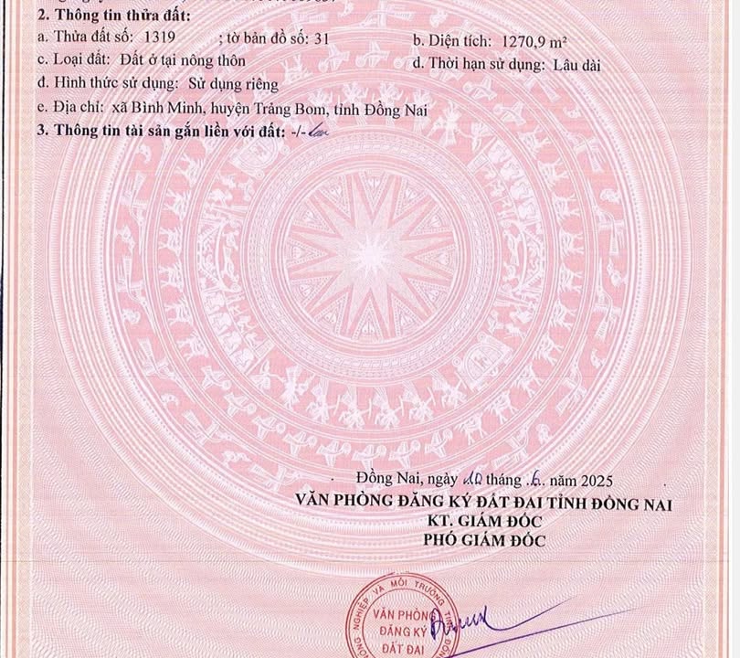 Đất thổ cư 1.270m² trung tâm Bình Minh Giang Điền - Giá chỉ 6,7 triệu/m²