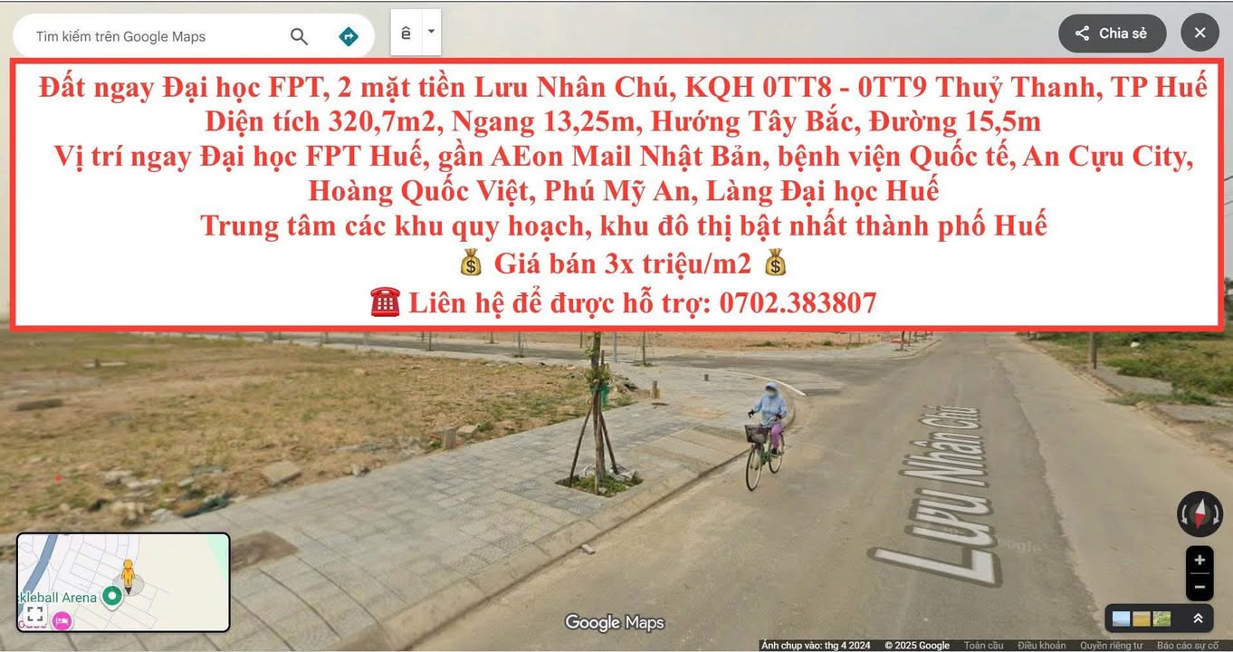 Đất nền Lưu Nhân Chú, Thủy Thanh, 320.7m² - Vị trí đắc địa gần Đại học FPT!