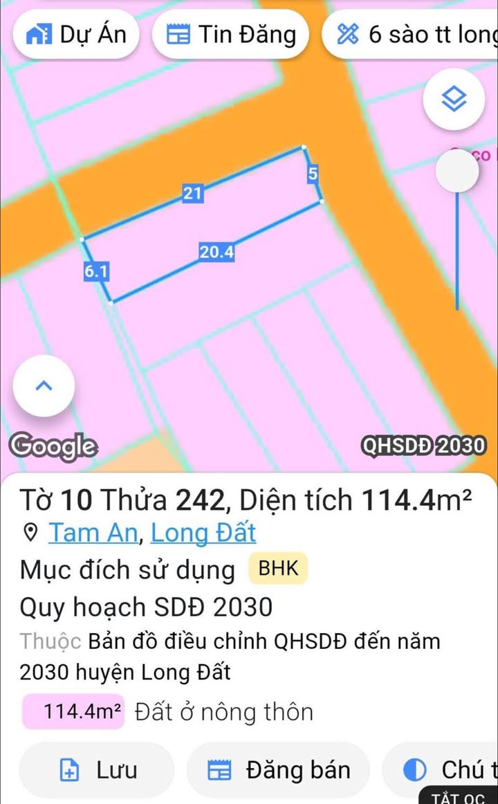 Đất nền góc 2 mặt tiền đường nhánh số 2 Tam Phước 105m² giá 980 triệu - Cơ hội đầu tư hiếm có!