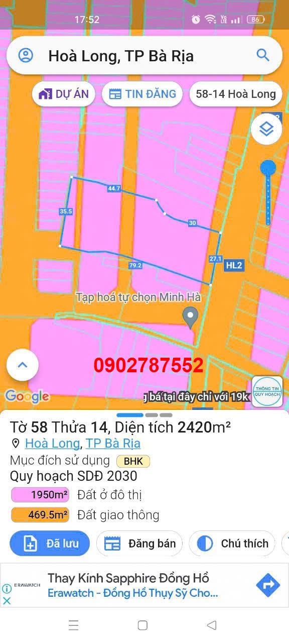 Đất mặt tiền Hương lộ 2, Tam Long, 2466m² - Vị trí đắc địa kinh doanh!