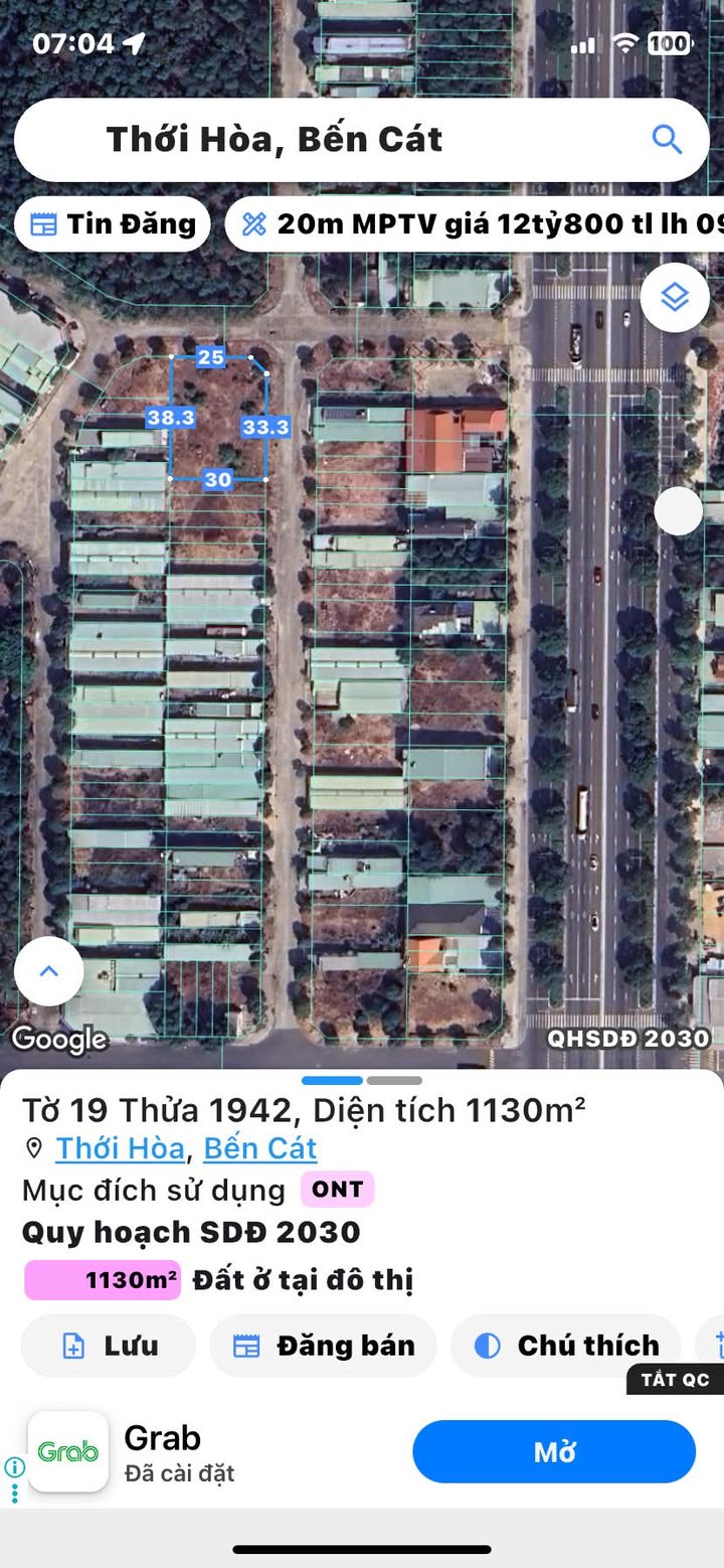 Đất nền lô góc 2 mặt tiền đường DH8, Bến Cát, 1140m² giá 15.5 tỷ - Cơ hội đầu tư tuyệt vời!