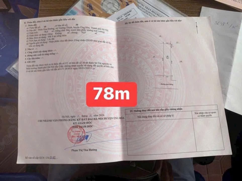 Đất Trường Thịnh, Ứng Hòa, Hà Nội 78m² - Giá tốt, sổ đỏ chính chủ!