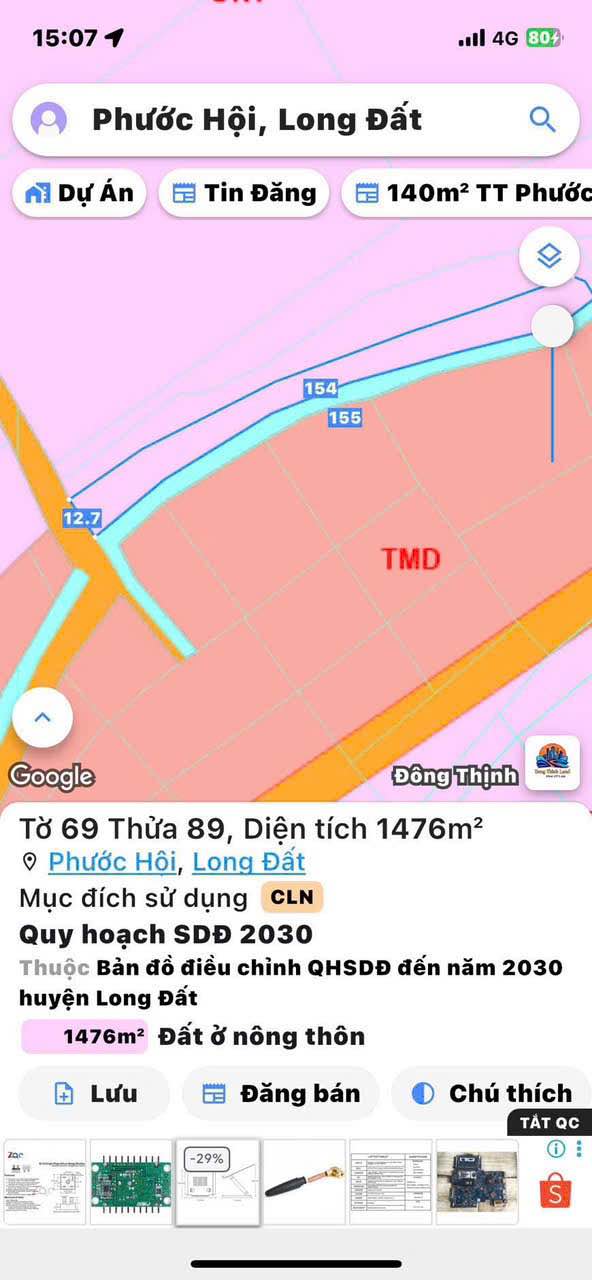 Đất nền 1476m² Phước Hội, Long Đất giá 2 tỷ - Cơ hội đầu tư gần biển!