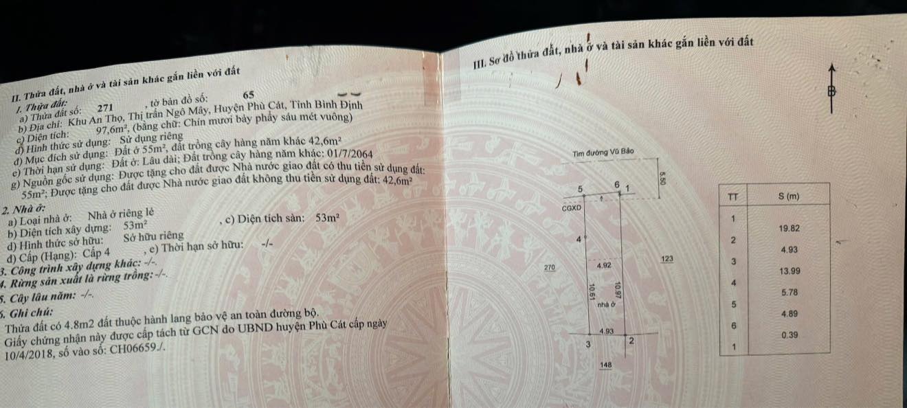 Nhà mặt tiền Vũ Bảo, thị trấn Ngô Mây, 100m² giá 1.85 tỷ - Sổ hồng chính chủ!