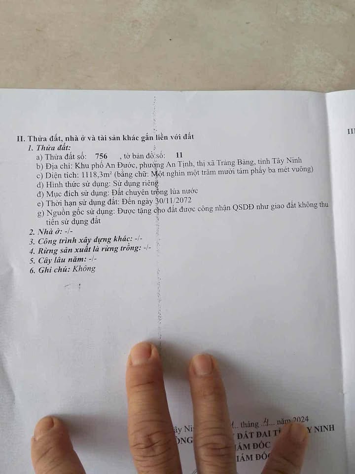 Đất thổ cư An Đước, Trảng Bàng 1118m² giá 1.3 tỷ - Bán gấp, bớt lộc!