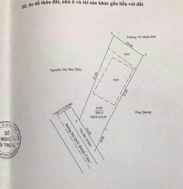 Đất nền Chánh Nghĩa Thủ Dầu Một 585m² giá 20 tỷ - Mặt tiền đường Bùi Quốc Khánh
