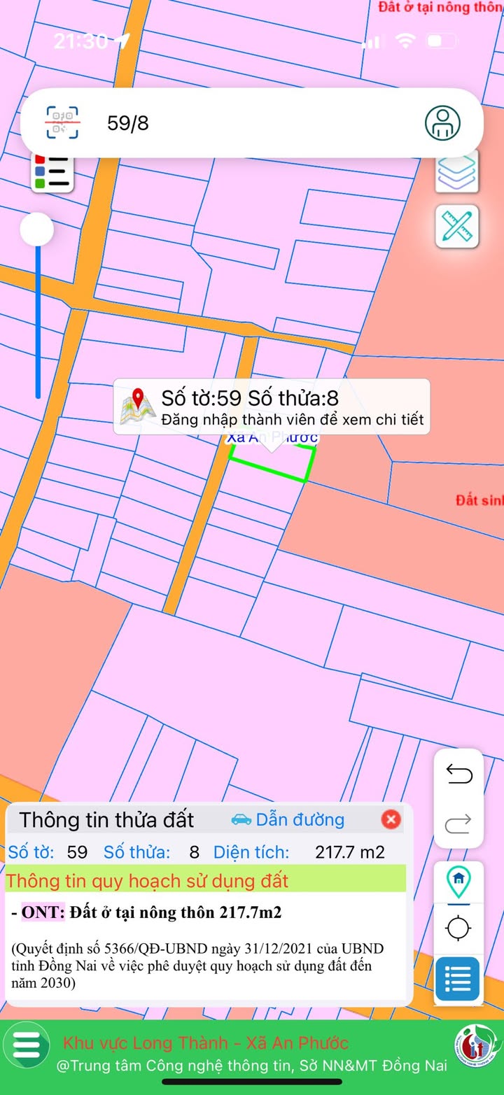 Đất thổ cư 223m² xã An Phước giá 3.5 tỷ - Khu dân cư đông đúc, tiện ích đầy đủ!