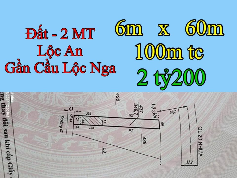 Đất Quốc Lộ 20 Lộc An 360m² giá 2.2 tỷ - View cao thoáng, đường đẹp!