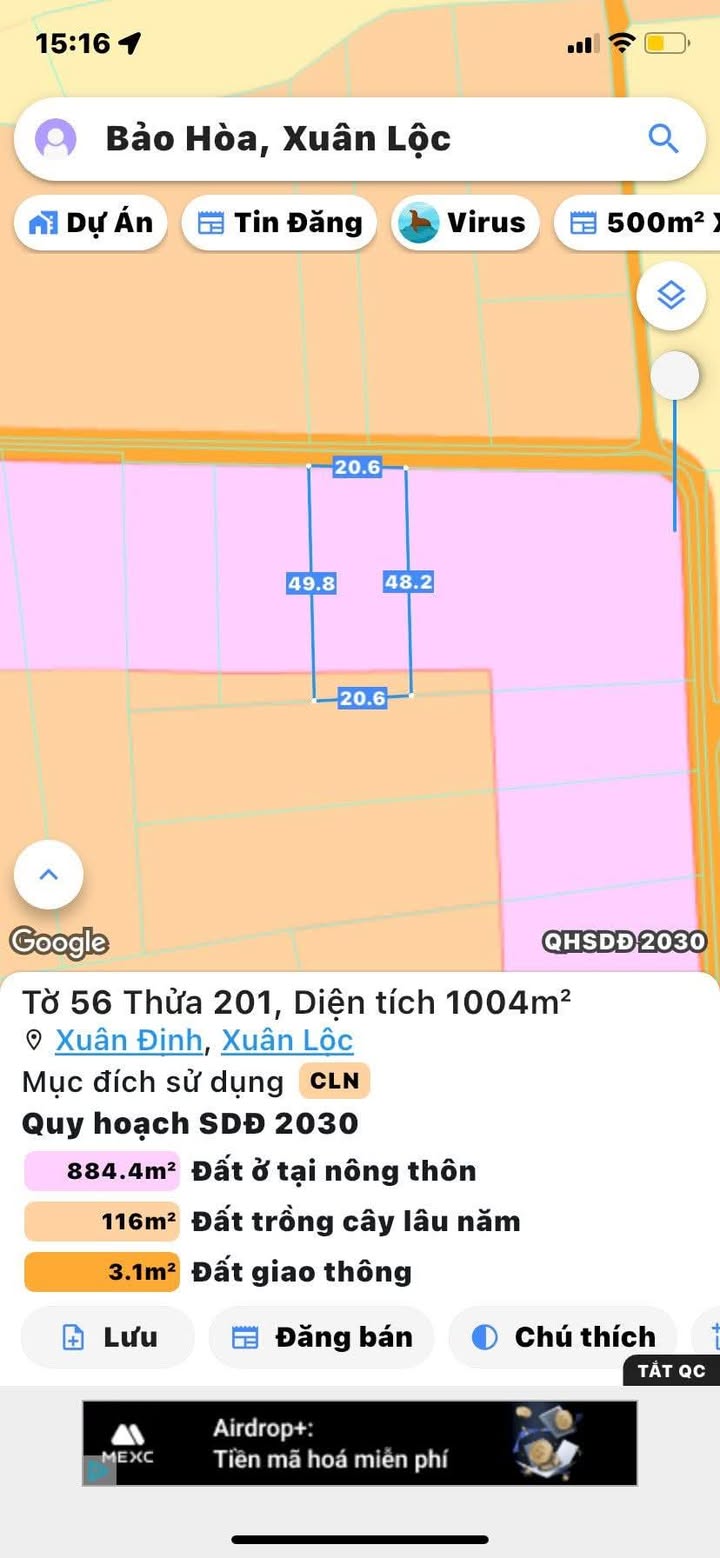 Đất nền Bảo Hòa 3600m² giá 1.35 tỷ - Sổ hồng đầy đủ, chính chủ!