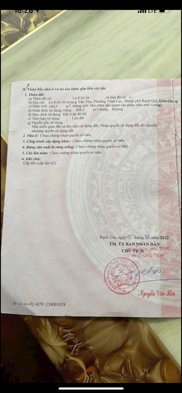 Đất nền tại đường Hoàng Văn Thụ, phường Vĩnh Lạc, 279m² giá 7.2 tỷ - Lô góc lý tưởng cho đầu tư!