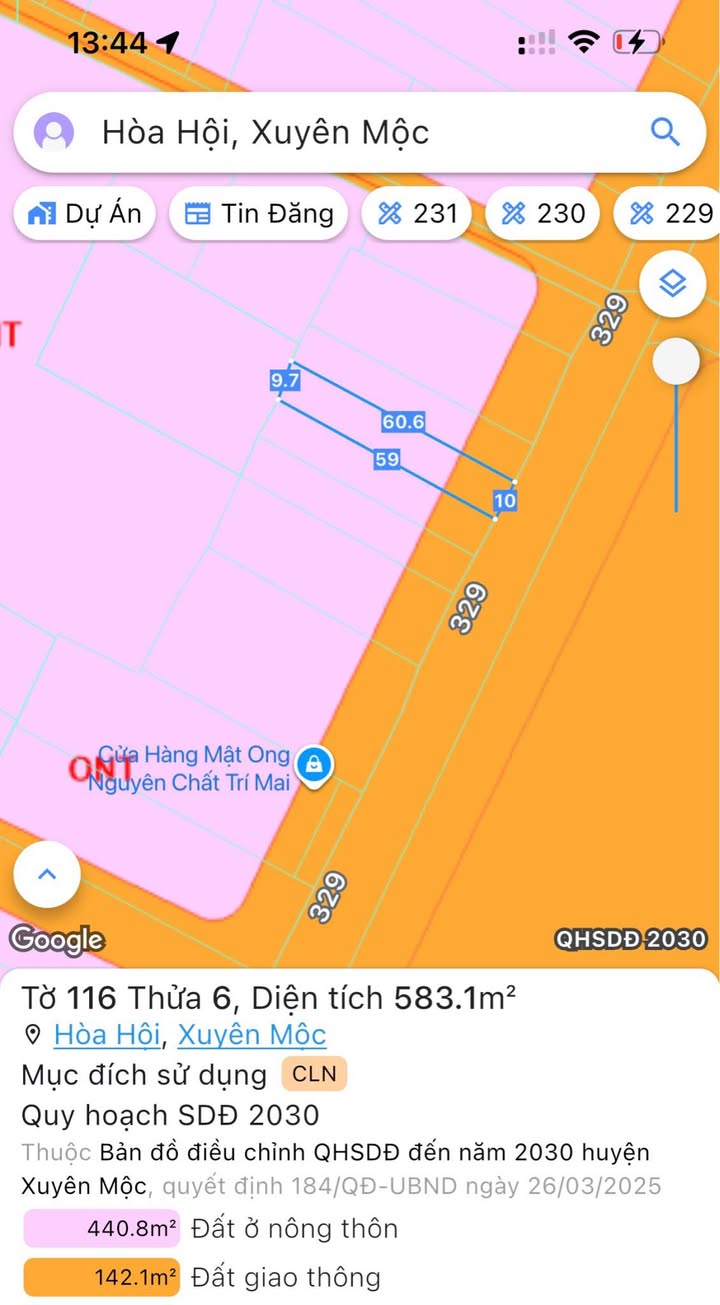 Đất nền Tỉnh lộ 329, Hòa Hội, Xuyên Mộc 600m² giá 2.4 tỷ - Kinh doanh sầm uất!