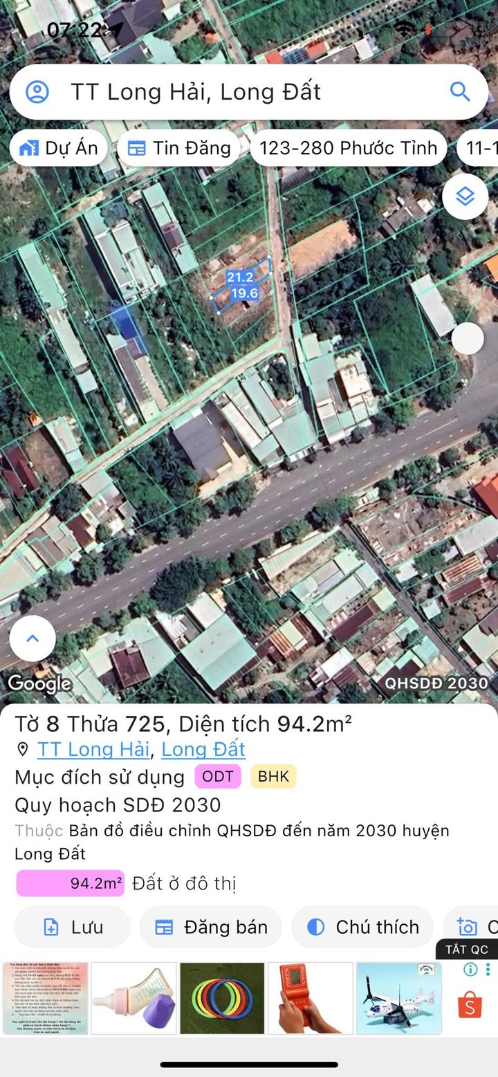 Đất nền Long Hải 95m² giá 1.69 tỷ - Gần chợ, giao thông thuận tiện!