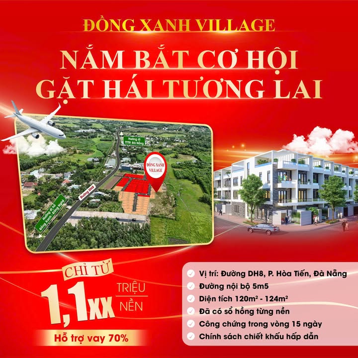 Đất nền Đồng Xanh Village Đà Nẵng 122m² chỉ 1.1 tỷ - Đầu tư sinh lời ngay!
