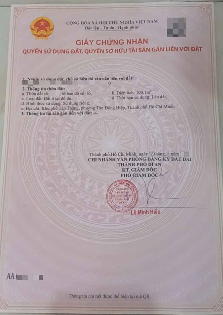 Đất thổ cư 100m² Tân Bình, Dĩ An giá chỉ 3.45 tỷ - Cơ hội đầu tư tuyệt vời!