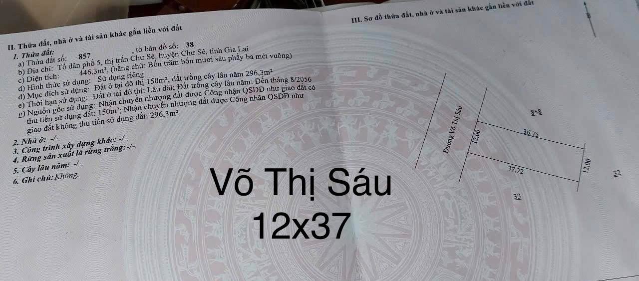 Đất nền mặt tiền đường Võ Thị Sáu, Gia Lai 444m² giá 2.94 tỷ - Cơ hội kinh doanh tuyệt vời!