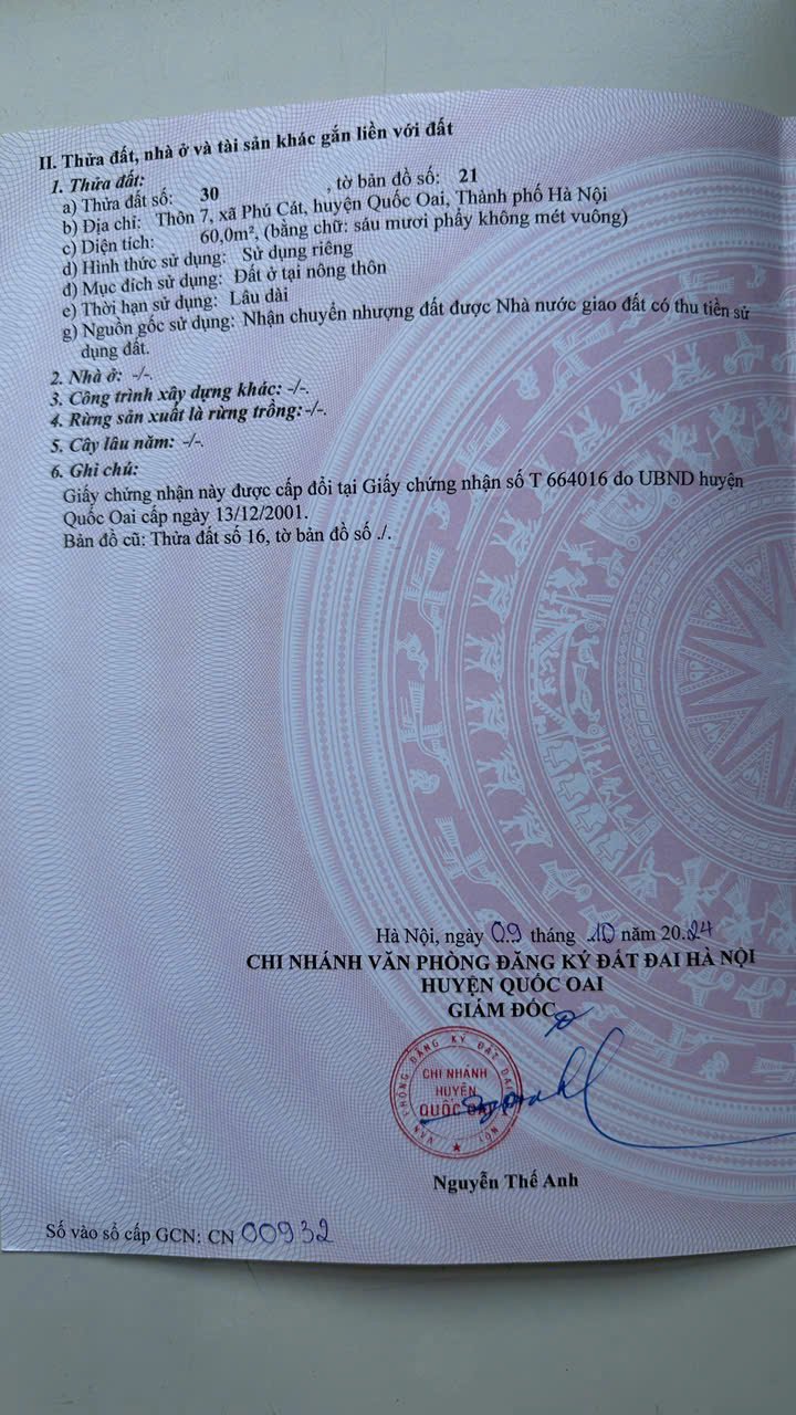 Đất thổ cư Thôn 7, xã Phú Cát, Quốc Oai 120m² giá chỉ 9.8 tỷ - Đầu tư sinh lời ngay!