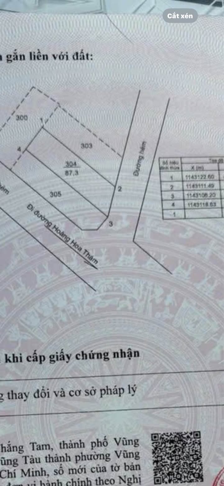 Đất tái định cư Hồ Quí Lý Vũng Tàu 88m² - Đường nội bộ có vỉa hè